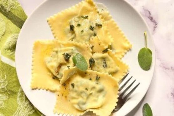 Homemade Spinach Ricotta Ravioli with Sage Butter Sauce