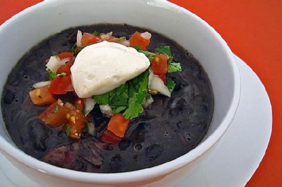 Black Bean Soup With Pico De Gallo and Chipotle Creme