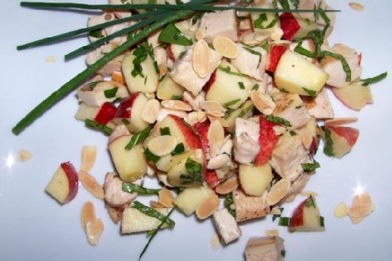 Colorful, Crunchy Apple and Chicken Salad With Fresh Mint and Basil