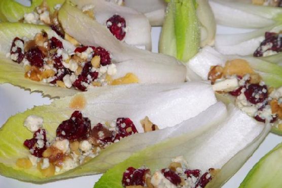Endive Appetizer With Blue Cheese, Dried Cranberries and Walnuts