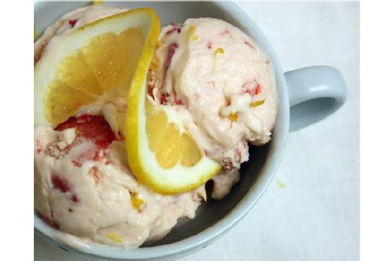 Meyer Lemon & Strawberry Ice Cream