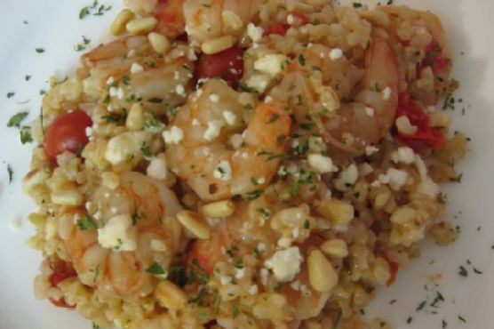 Shrimp With Tomatoes, Feta, and Pine Nuts