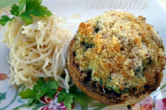 Stuffed mushrooms and Chow Mein noodles
