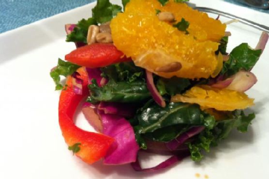 Summer Kale, Orange & Pomegranate Salad with Moscato Dressing