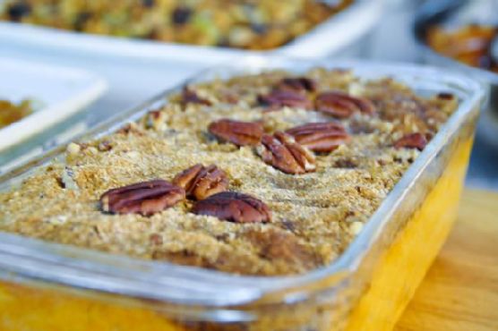 Sweet Potato Casserole with Pecan Crumble Topping