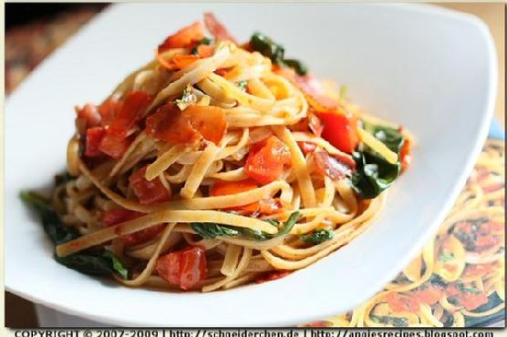 Truffle Linguine With Tomatoes and Pancetta