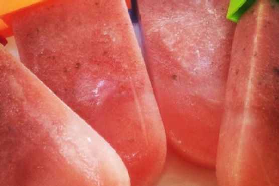 Watermelon Popsicles with Mint, Basil & Lime