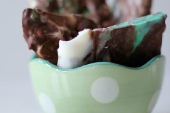 Chocolate Mint Marble Bark with Almonds
