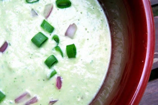 Chilled Cucumber Avocado Soup with Yogurt and Kefir